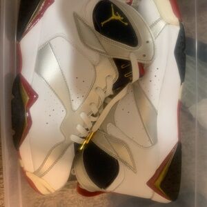 Jordan White and Red Athletic Shoes